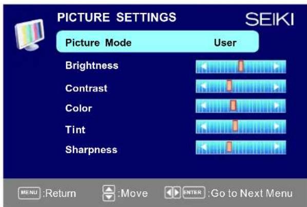 Seiki SC322TI - Picture Settings - 1