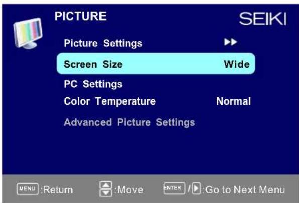 Seiki SC322TI - CONFIGURación DE LA PANTALLA - 1