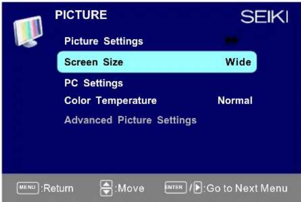 Seiki SC322TI - Screen Size - 1