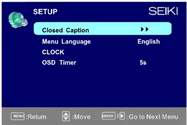 Seiki SC322TI - Configuration de Menu - 1