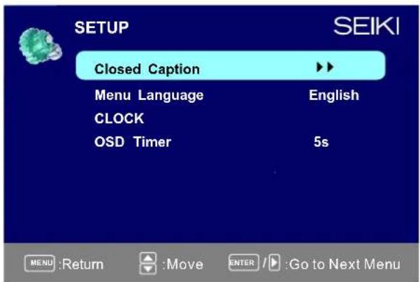 Seiki SC322TI - Menu de configuración - 1