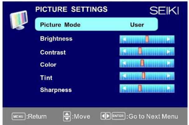 Seiki SC322TI - Réglage d'image - 1