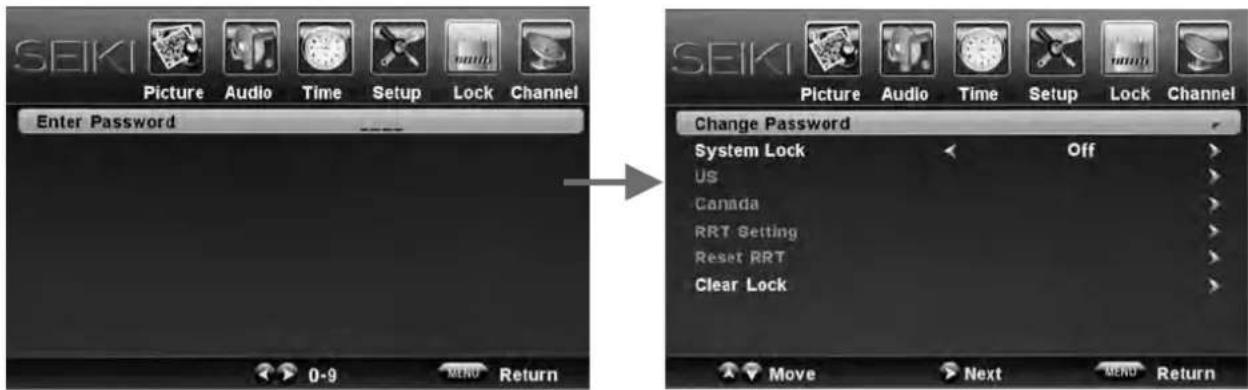 Seiki SC232FI - Menu de verrouillage - 1