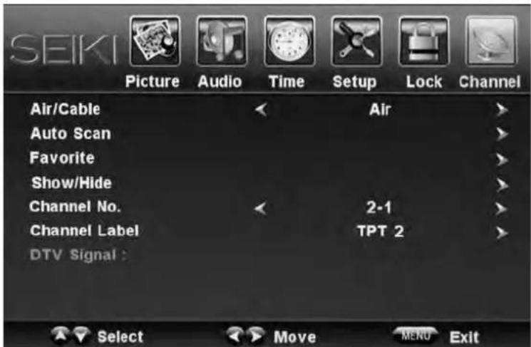Seiki SC232FI - Menu de canal - 1