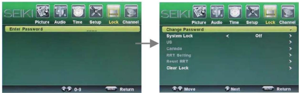 Seiki SC232FI - Lock menu - 1