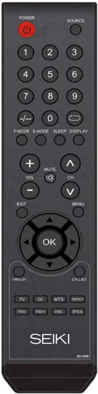 Seiki SC232FI - Instructions de la télécommande en mode TV - 1