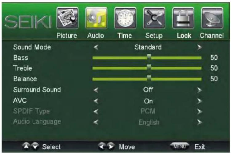 Seiki SC232FI - Menú de Sonido - 1