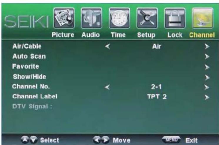Seiki SC232FI - Channel menu - 1