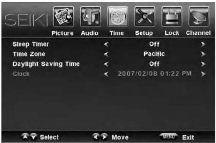 Seiki SC232FI - Menu de Hora - 1
