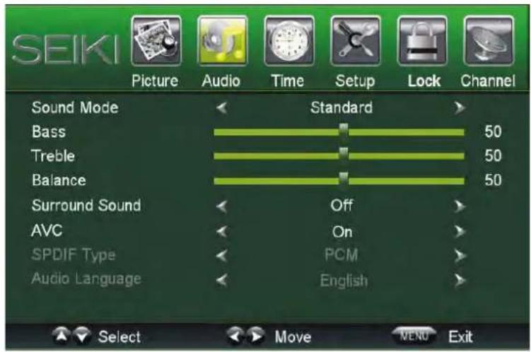 Seiki SC232FI - Audio menu - 1