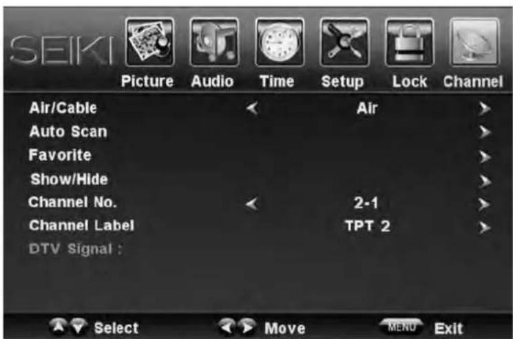 Seiki SC232FI - Menu de Canal - 1