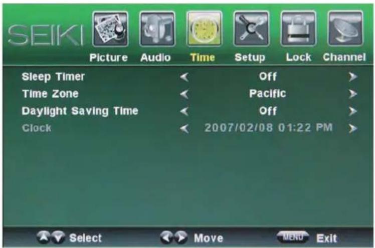 Seiki SC232FI - Time menu - 1