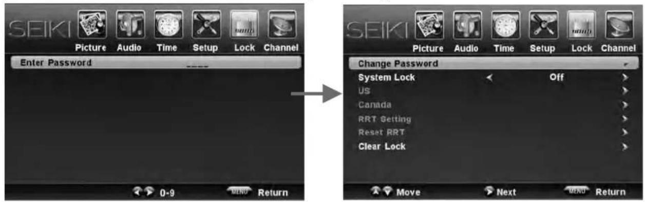 Seiki SC232FI - Menu de Bloqueo - 1