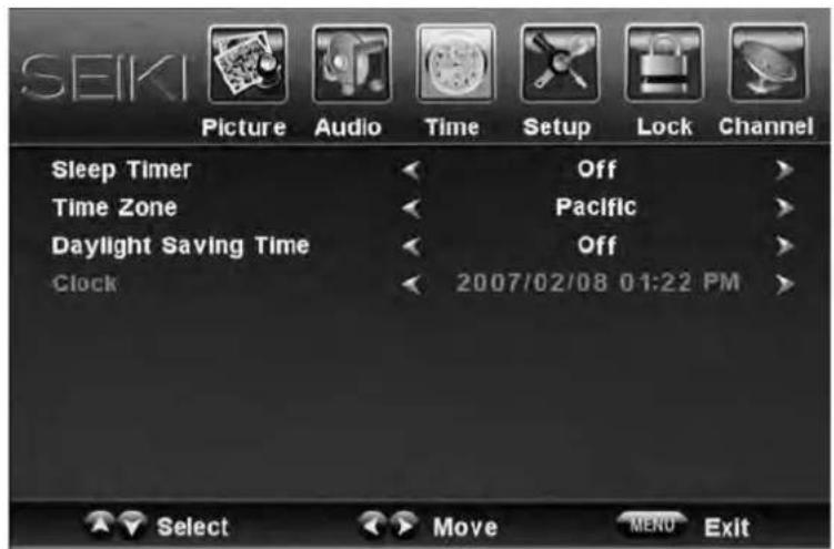 Seiki SC232FI - Menu de temps - 1
