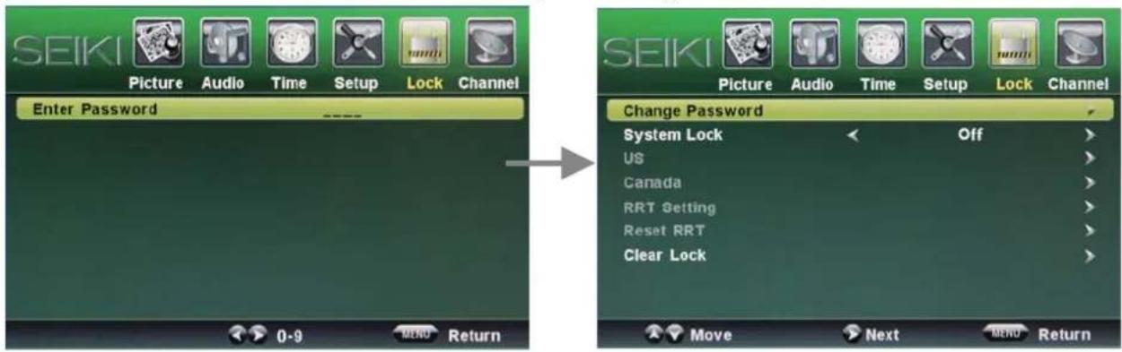 Seiki LC40TZM - Menu de Bloqueo - 1