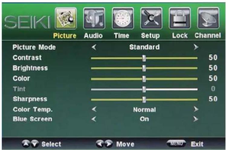 Seiki LC40TZM - Menu de Imagen - 1