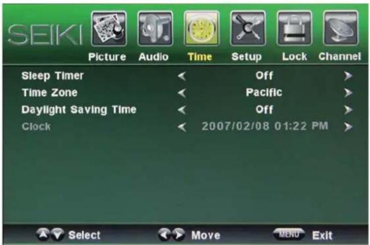 Seiki LC40TZM - Menu de temps - 1