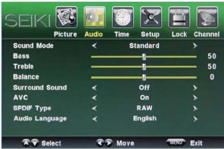 Seiki LC40TZM - Menú de Sonido - 1