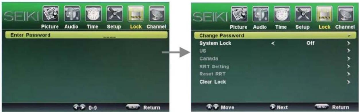 Seiki LC40TZM - Menu de verrouillage - 1