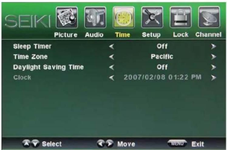 Seiki LC40TZM - Time menu - 1