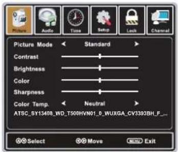 WESTINGHOUSE EU50F2G1 - PICTURE Menu - 1