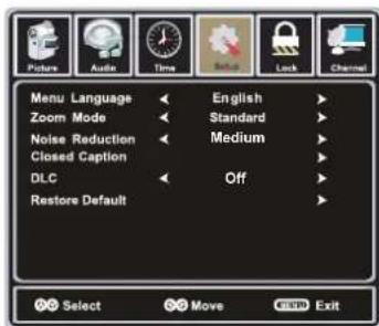 WESTINGHOUSE EU50F2G1 - SETUP MENU: - 1