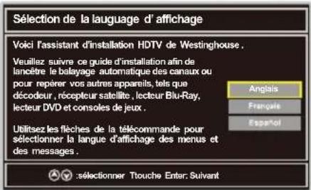 WESTINGHOUSE DWM48F1A1 - Sélectionner laLangue - 1