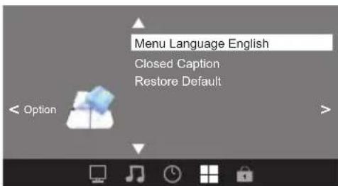 WESTINGHOUSE DW32H1G1 - OPTION menu - 1