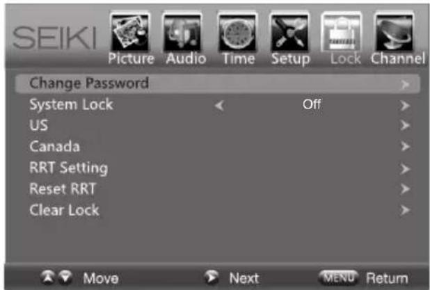 Seiki SE50FY - Lock Settings - 1
