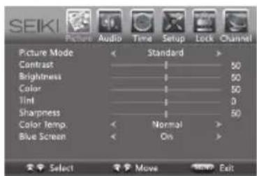 Seiki SE50FY - Navigating the On-screen Display - 1