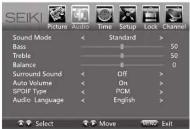 Seiki SE50FY - Paramètres audio - 1