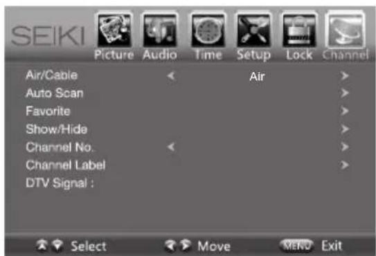 Seiki SE50FY - Channel Settings - 1