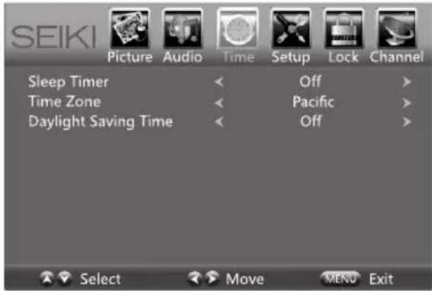 Seiki SE50FY - Paramètres d'heure - 1