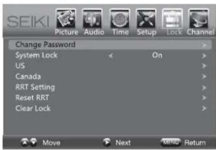 Seiki SE43FYP4 - Lock Settings - 1