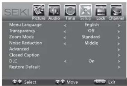 Seiki SE43FYP4 - Setup Settings - 1