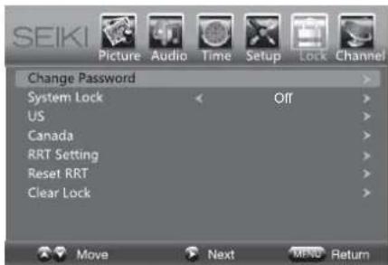 Seiki SE43FYP4 - Paramétres de verrouillage - 1