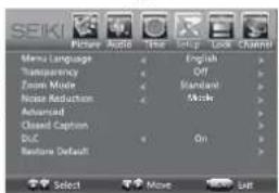 Seiki SE43FK - Navigation à l'écran - 1