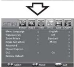 Seiki SE43FK - Navigacion por la On-screen Display - 10
