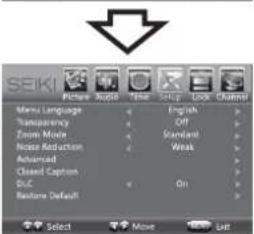 Seiki SE43FK - Navigating the On-screen Display - 10