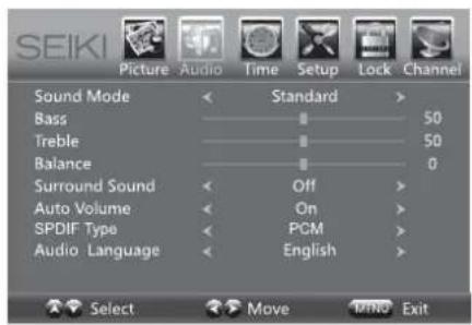 Seiki SE43FK - Configuración de audio - 1