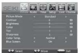 Seiki SE43FK - Navigating the On-screen Display - 1
