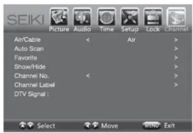 Seiki SE43FK - Ajustes del canal - 1