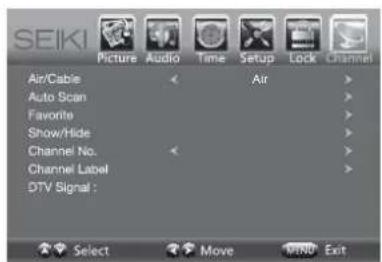 Seiki SE43FK - Channel Settings - 1