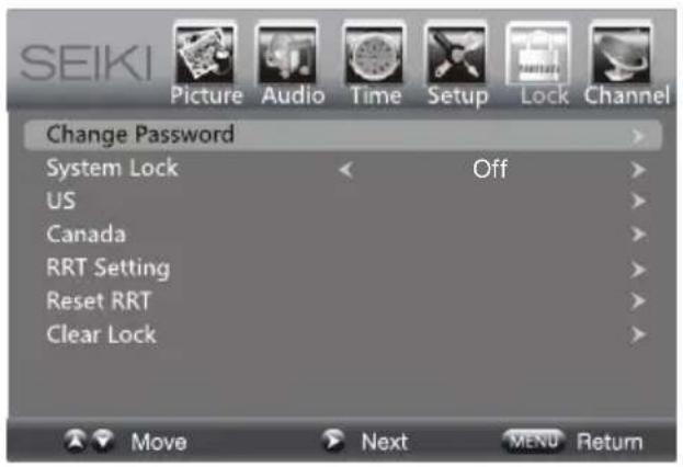 Seiki SE32HY - Lock Settings - 1