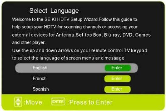 Seiki SE321FB - Select Language - 1