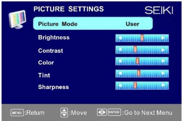 Seiki SE321FB - Réglage d'image - 1