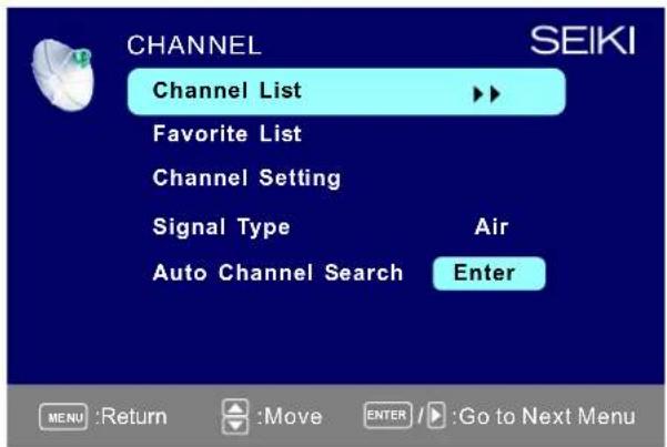Seiki SE321FB - CHANNEL MENU - 1