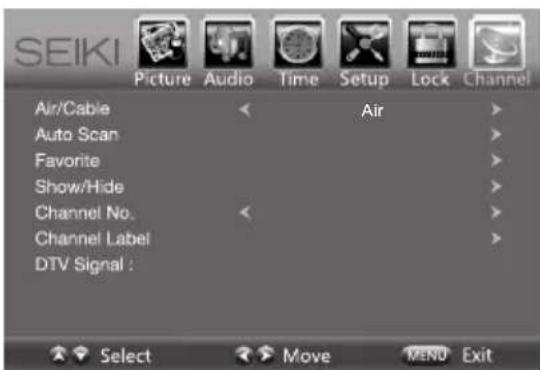Seiki SE42UM - Ajustes del canal - 1