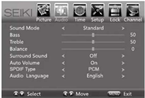 Seiki SE42UM - Audio Settings - 1