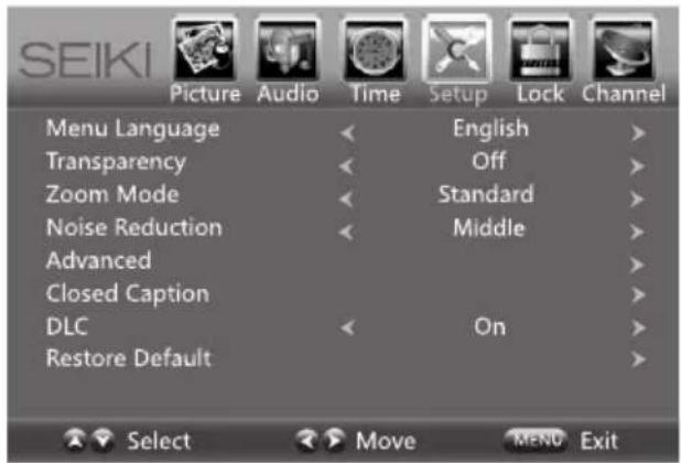 Seiki SE42UM - Setup Settings - 1